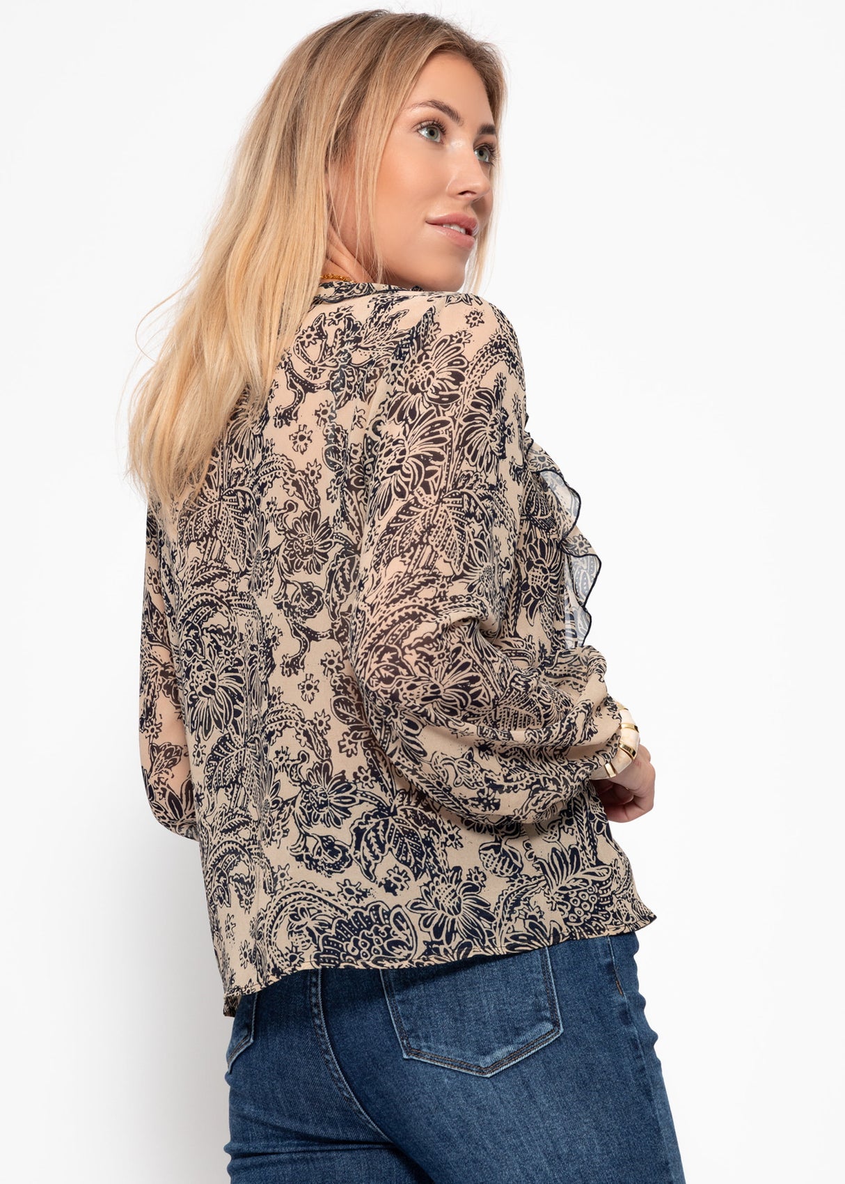 Light blouse with ruffles - beige
