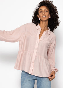 Light blouse with flounces - dusky pink