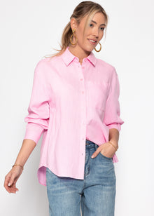 Linen shirt blouse - pink