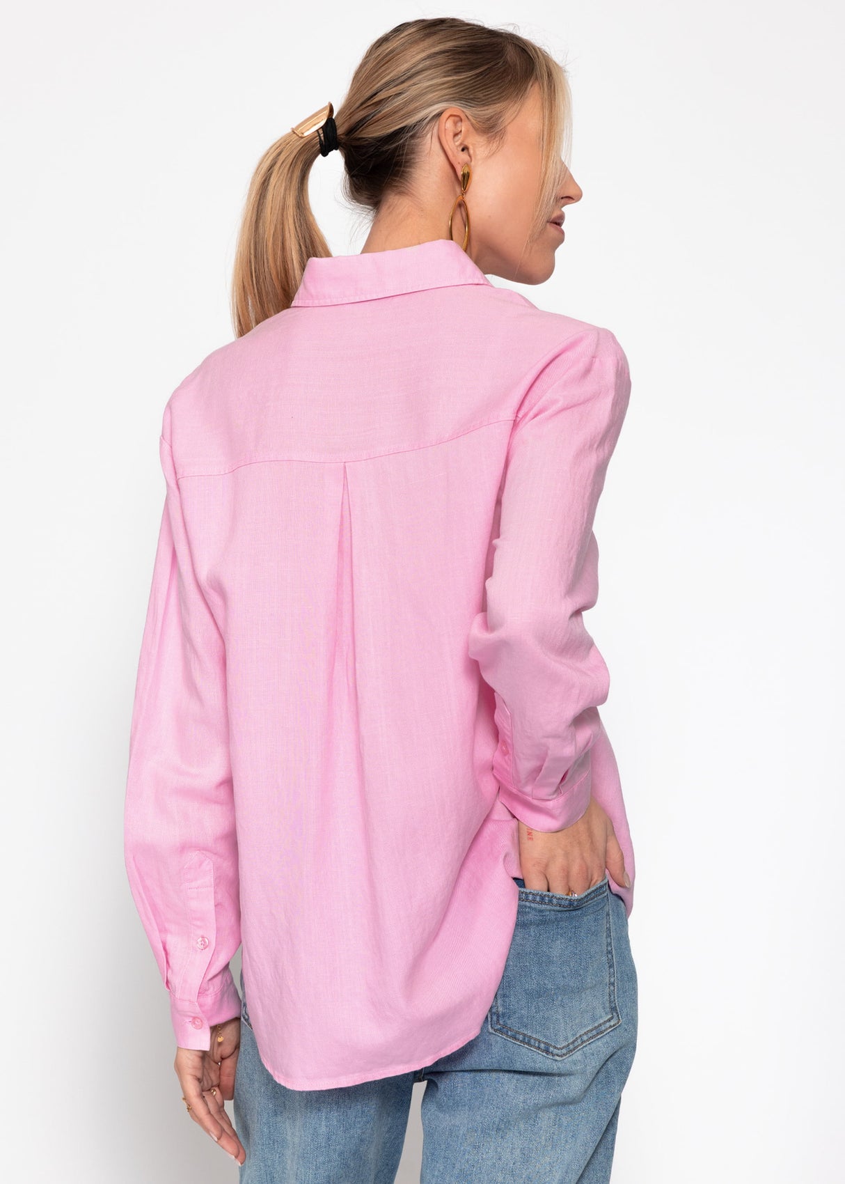 Linen shirt blouse - pink