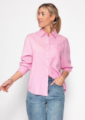 Linen shirt blouse - pink