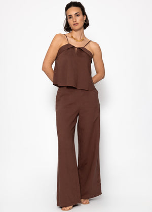 Linen trousers with straight leg- brown