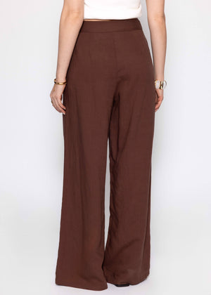 Linen trousers with straight leg- brown