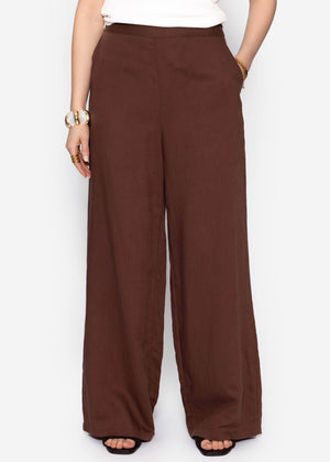 Linen trousers with straight leg- brown