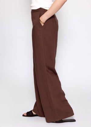 Linen trousers with straight leg- brown