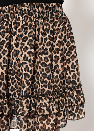 Volants rock with ruffles and Leo print-brown-beige