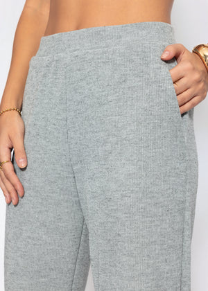 Loungewear Hose in Rippoptik - grau