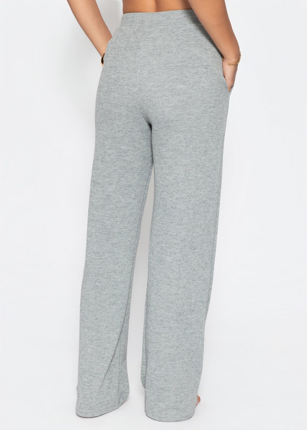 Loungewear Hose in Rippoptik - grau