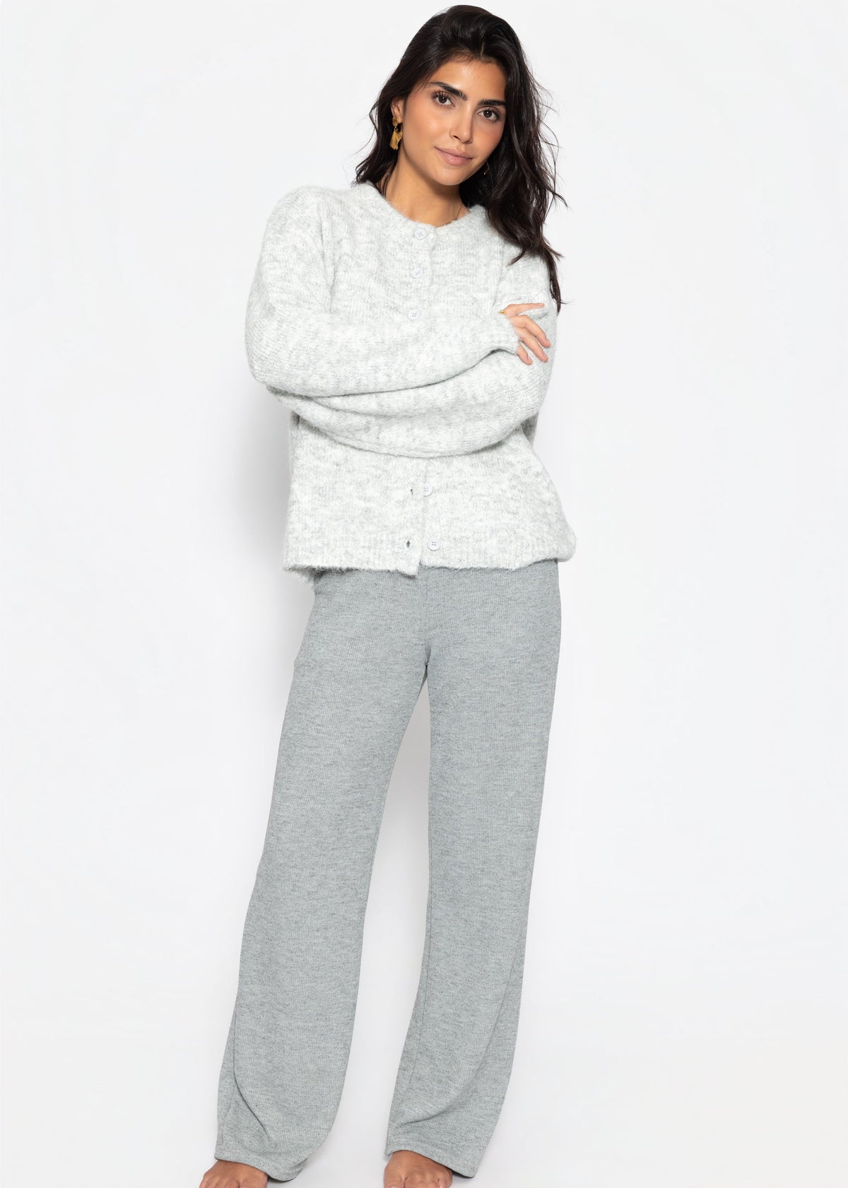 Loungewear Hose in Rippoptik - grau