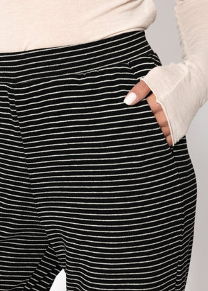 Loungewear trousers with stripes - black