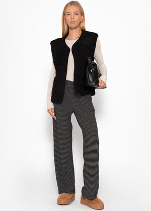 Loungewear trousers with stripes - black