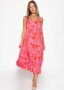 Maxikleid with flower print - pink