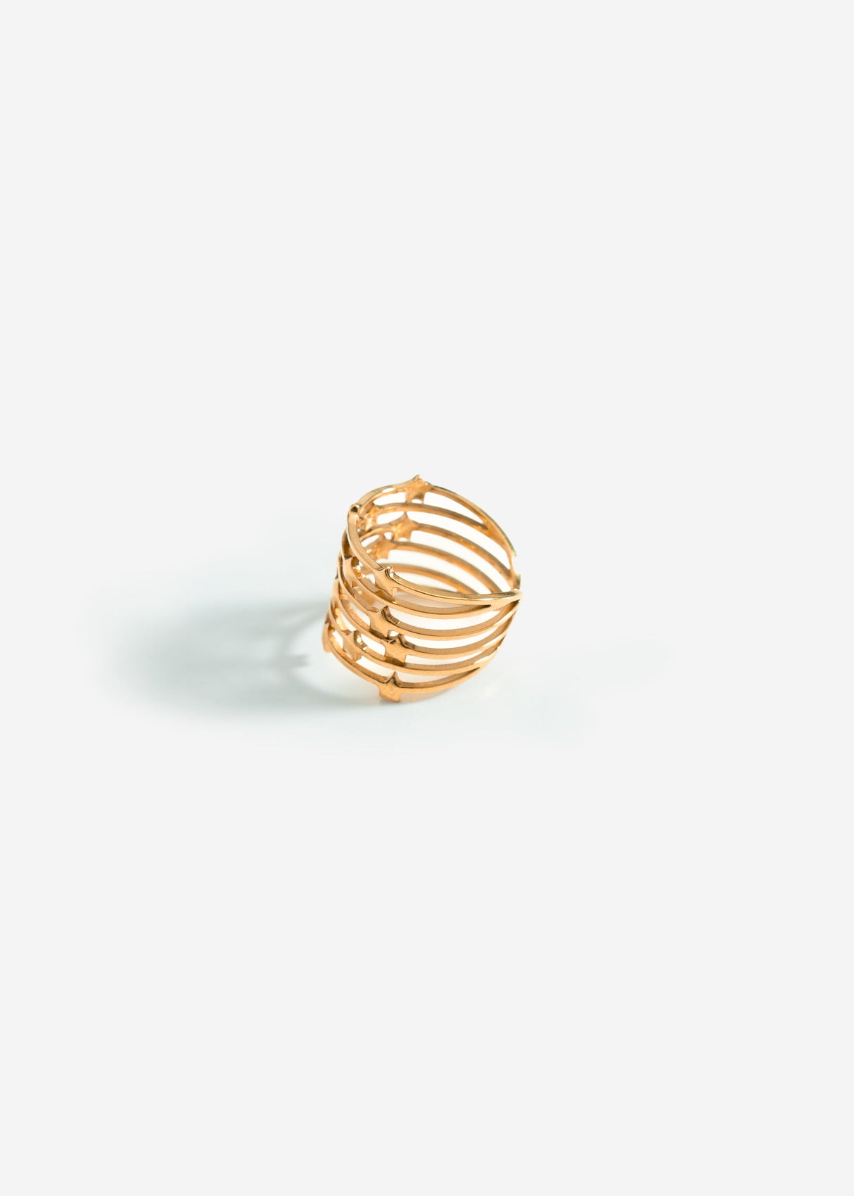 Multi-row ring with stars - gold