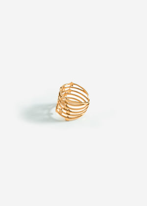 Multi-row ring with stars - gold
