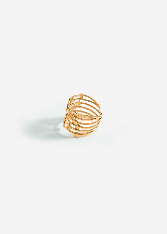 Mehrreihiger Ring mit Sternchen - gold