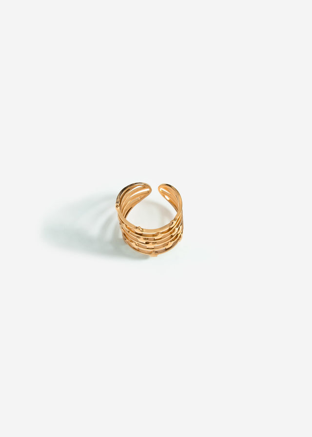 Mehrreihiger Ring mit Sternchen - gold