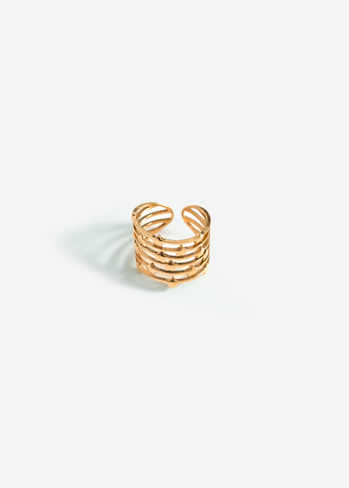 Multi-row ring with stars - gold