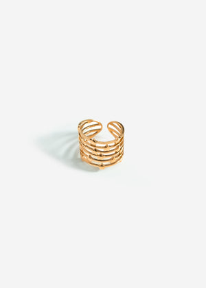 Multi-row ring with stars - gold