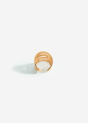 Multi-row ring with offset stones - gold