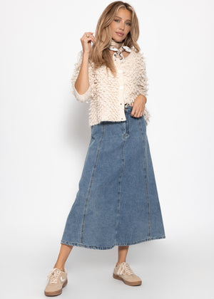 Midi jeans rock with dividing seams - blue