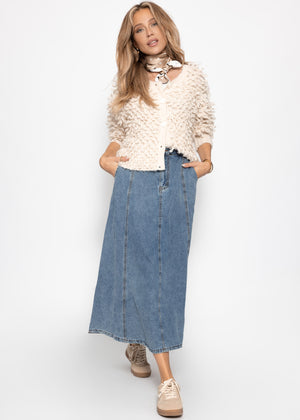 Midi jeans rock with dividing seams - blue