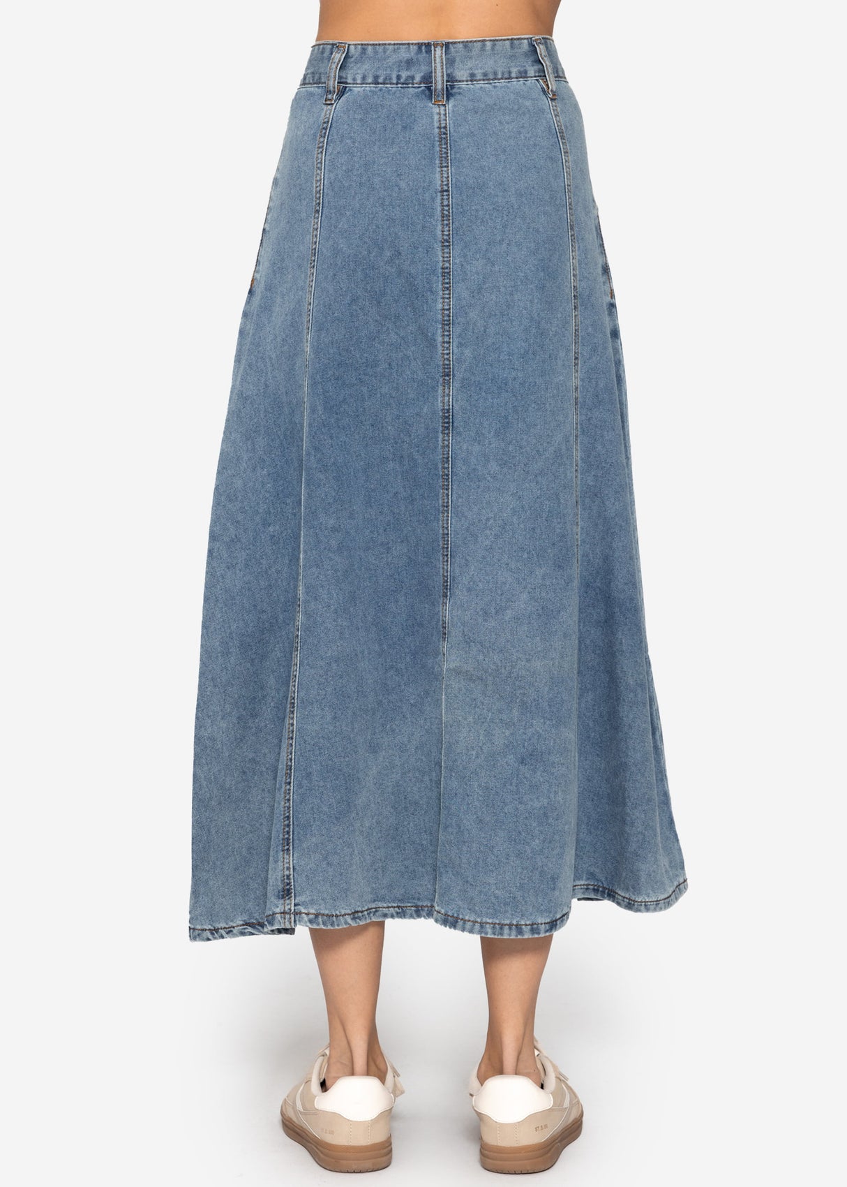 Midi jeans rock with dividing seams - blue