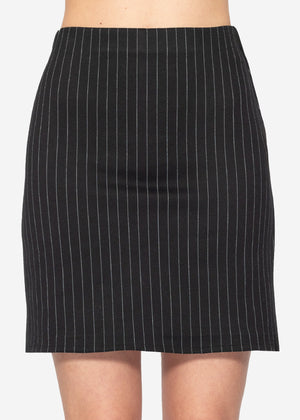 Mini skirt with pinstripes - black