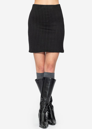 Mini skirt with pinstripes - black