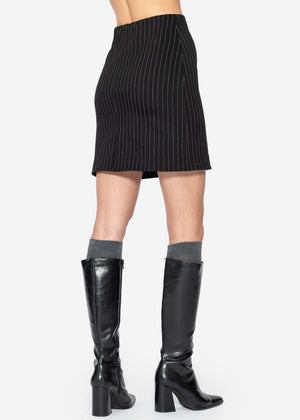 Mini skirt with pinstripes - black