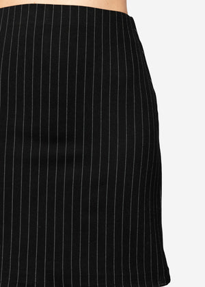 Mini skirt with pinstripes - black