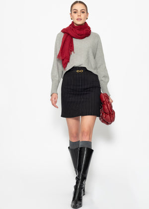 Mini skirt with pinstripes - black