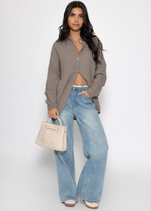 Muslin blouse in regular fit - taupe