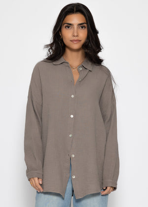 Muslin blouse in regular fit - taupe