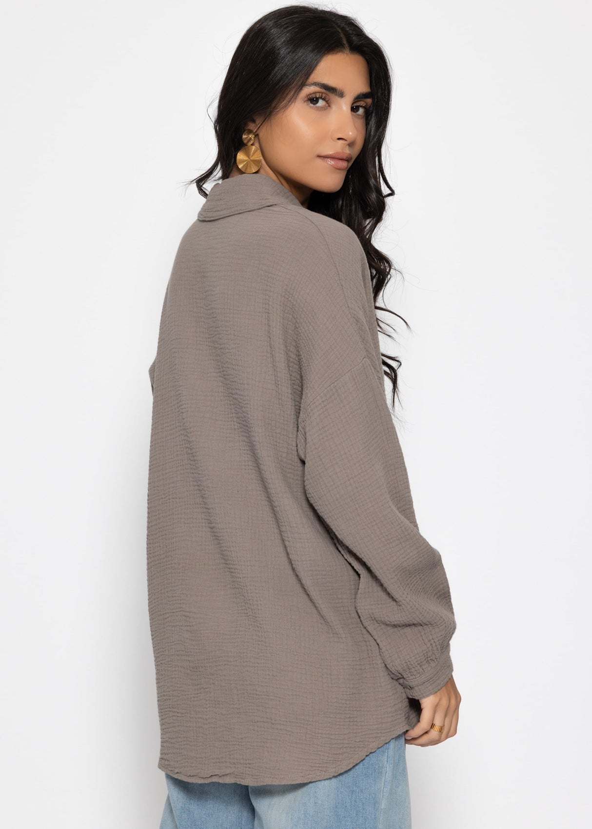 Muslin blouse in regular fit - taupe