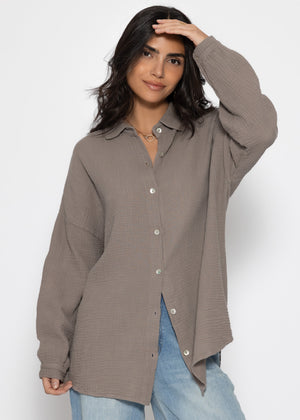 Muslin blouse in regular fit - taupe