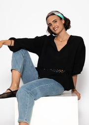 Musselin Bluse mit Schößchen - schwarz von SASSYCLASSY