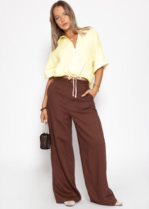 Musselin blouse with a pull tape - butter yellow