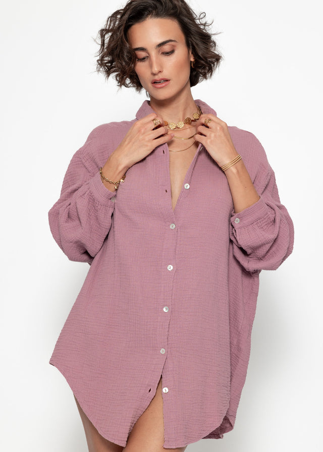 Musselin Bluse oversize - altrosa