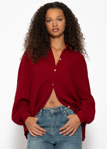 Musselin Bluse oversize, kurz, dunkelrot