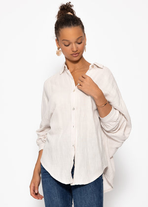 Muslin blouse oversize, short, light beige