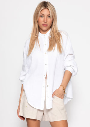Muslin blouse oversize, short, white
