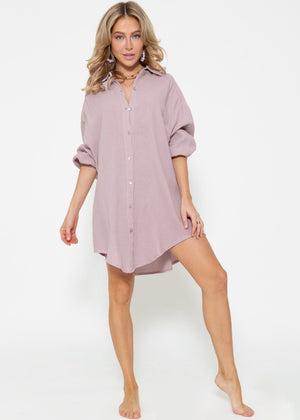 Musselin Bluse oversize, puderrosa