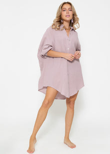 Musselin Bluse oversize, puderrosa