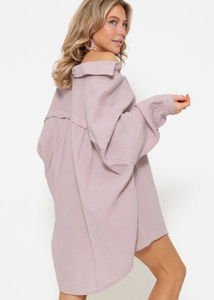 Musselin Bluse oversize, puderrosa