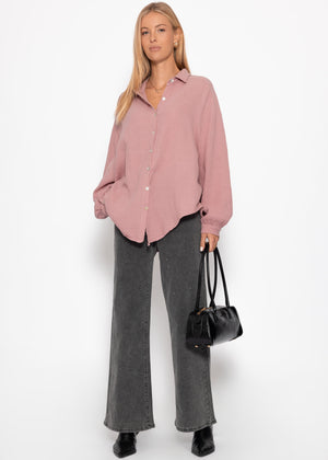 Muslin blouse oversize, short, old pink