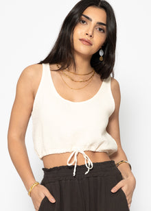 Muslin top with drawstring - light beige