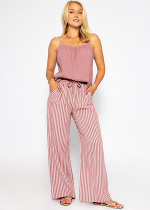 Muslin top with straps - dusty pink