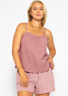 Muslin top with straps - dusty pink