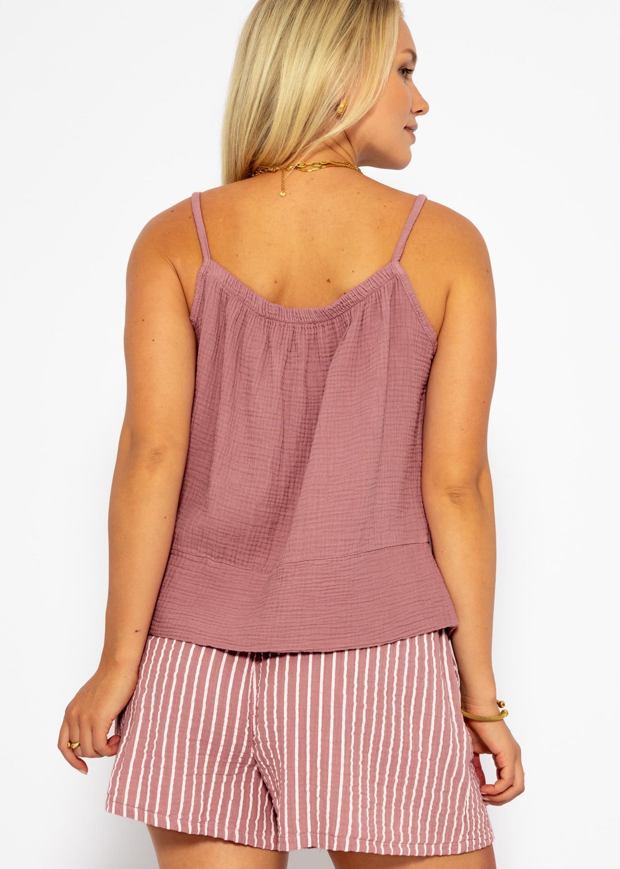 Muslin top with straps - dusty pink