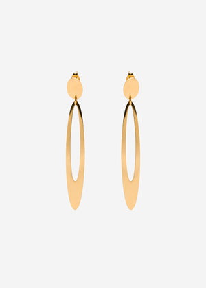 Stud earrings with oval pendant - gold